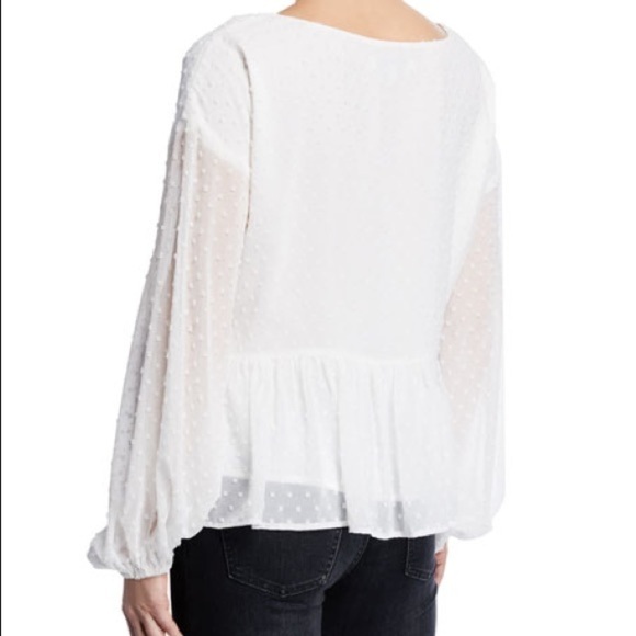 Cupcakes And Cashmere Amber Split-Neck Long-Sleeve Metallic Dot Peplum Blouse - Picture 10 of 13